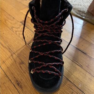 Sam Edelman Black and Red Lace-Up Boots